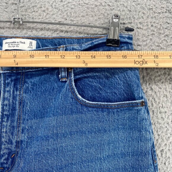 Abercrombie & Fitch Jeans Womens 32 14 Blue 90s Straight Curve Love Frayed Hem - Picture 8 of 12